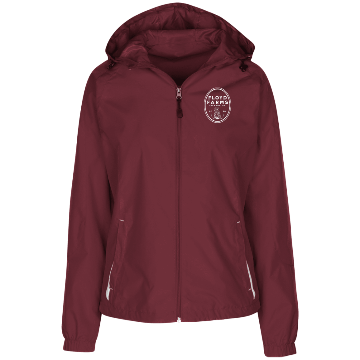 Floyd Farms Logo Ladies' Jersey-Lined Hooded Windbreaker