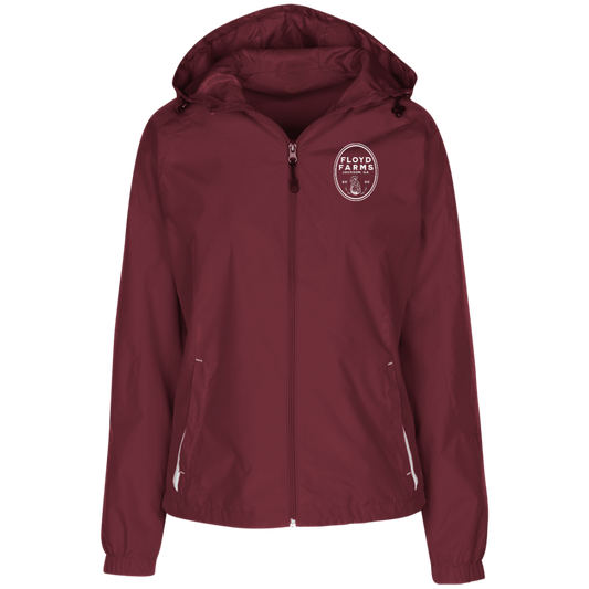 Floyd Farms Logo Ladies' Jersey-Lined Hooded Windbreaker