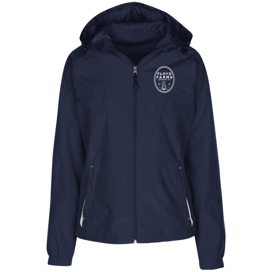 Floyd Farms Logo Ladies' Jersey-Lined Hooded Windbreaker