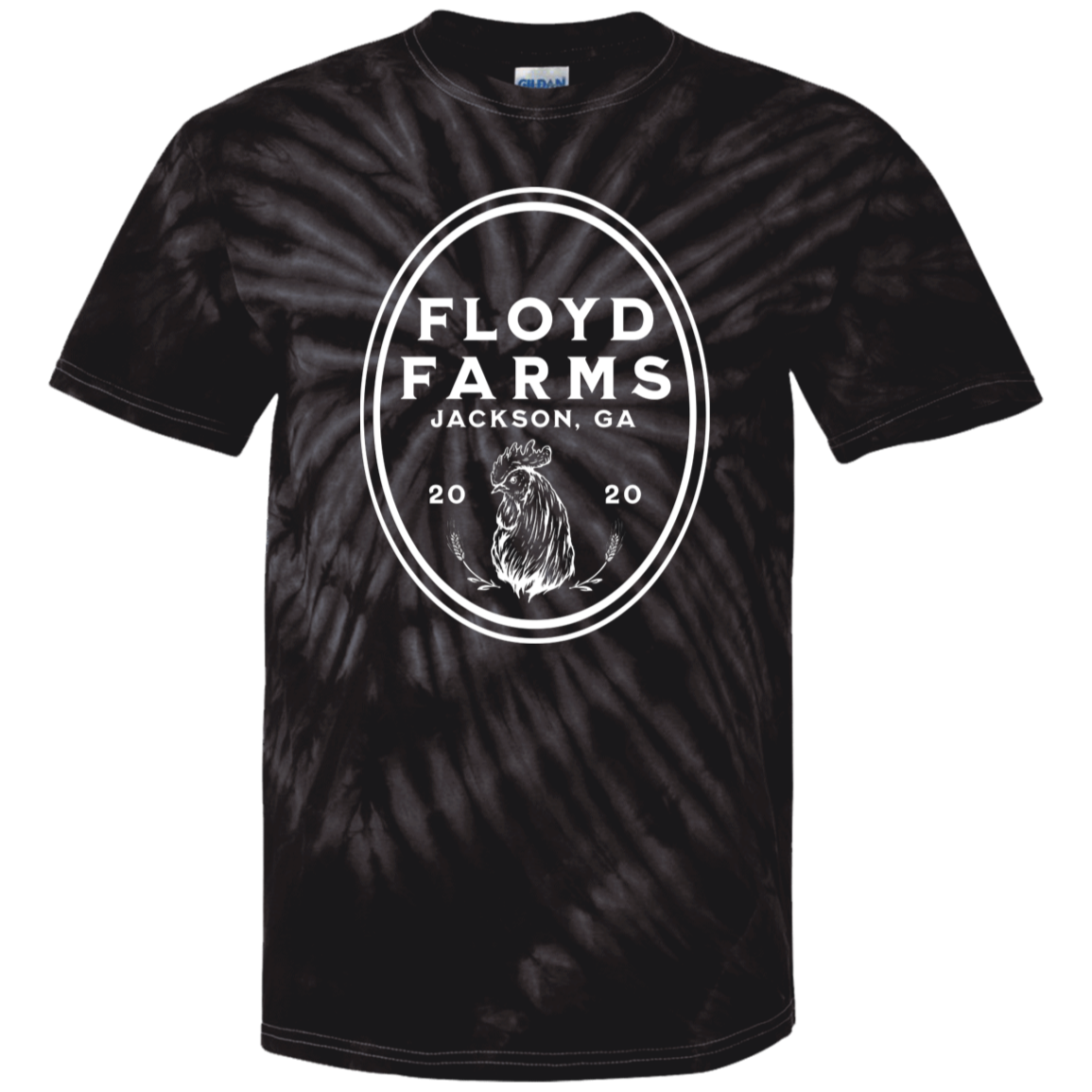 Floyd Farms of GA Tie-Dye unisex tee with logo in white