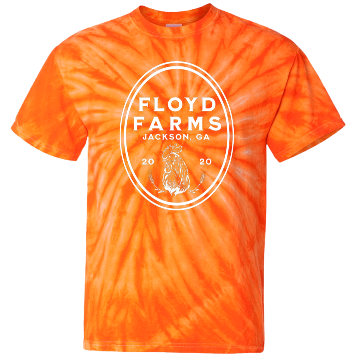 Floyd Farms of GA Tie-Dye unisex tee with logo in white