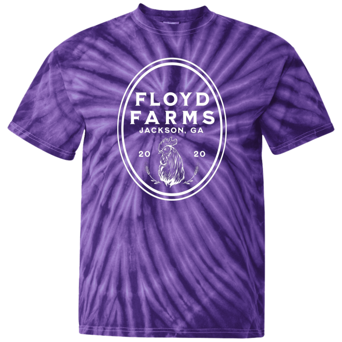 Floyd Farms of GA Tie-Dye unisex tee with logo in white